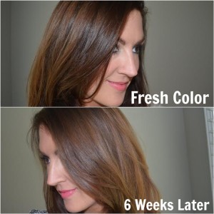 before and after using pantene color lock shampoo and conditioner for dyed hair
